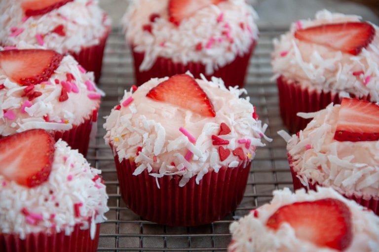 Strawberry Cupcakes with Coconut