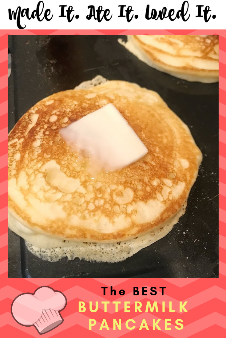 I have the perfect buttermilk pancake recipe for you. With the perfect thickness as well as the crispy edges on the pancakes! #riseandshine #madeitateilovedit #breakfastfood #familyfavorites