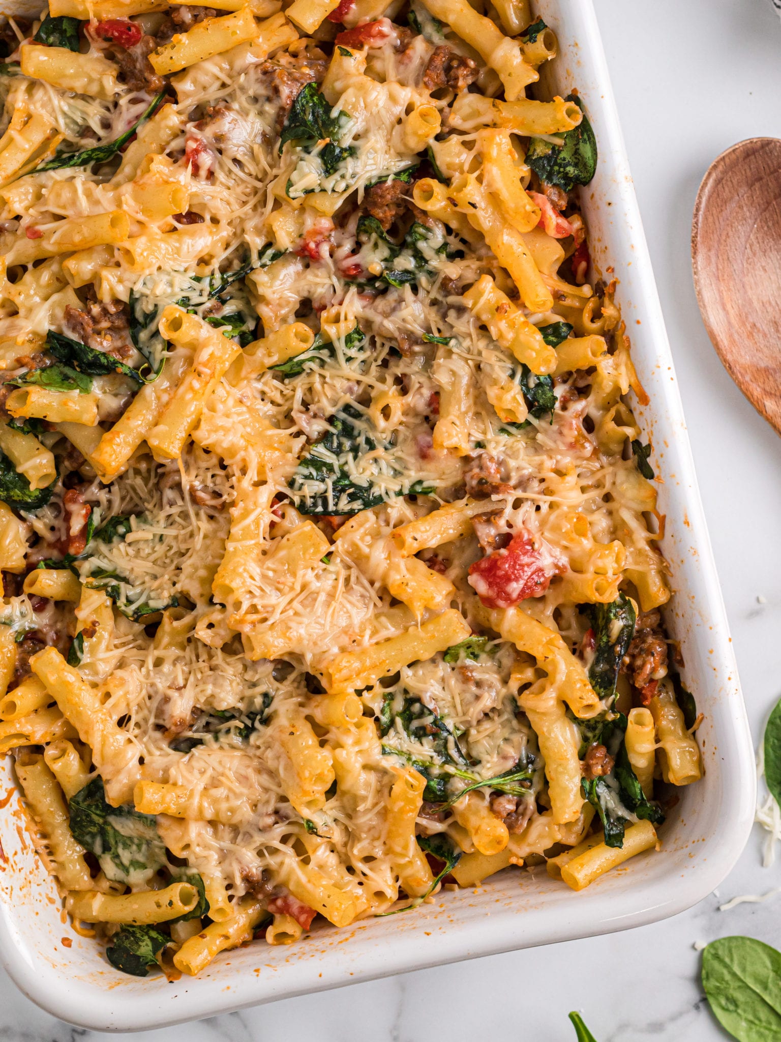 Sausage and Spinach Pesto Baked Ziti - Made It. Ate It. Loved It.