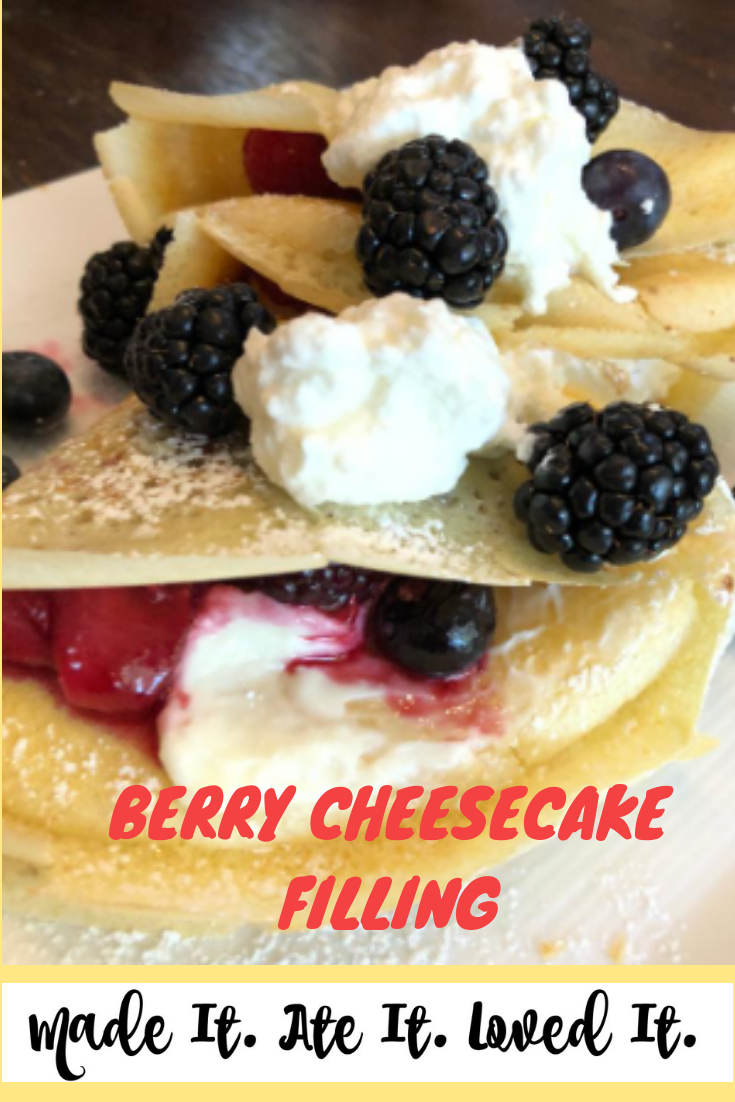 I have found the yummiest filling for your crepes! This berry cheesecake filling is delicious! #madeitateitlovedit #fruitfilling #cheesecake #berry
