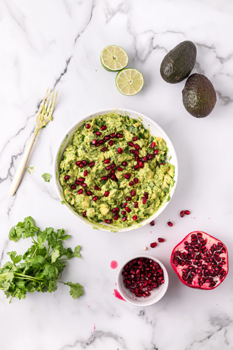 Homemade Guacamole with Pomegranate Seeds