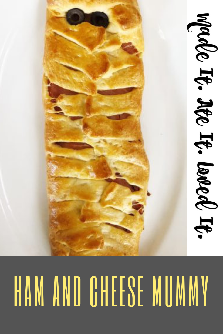 Mummy Hot Dogs have always been a favorite of our families. But this year we decided to make a ham and cheese mummy instead. #madeitateitlovedit #hamandcheese #halloweenrecipes #fallrecipes #kidfood