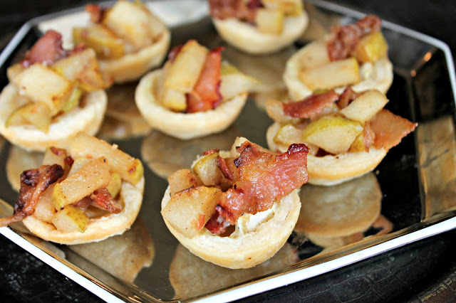 Caramelized Pear, Bacon and Brie Bites