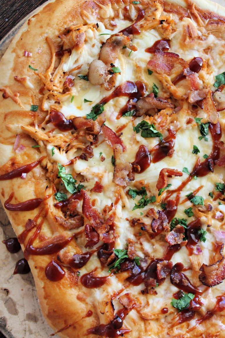 BBQ Chicken Pizza with homemade dough