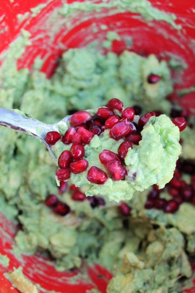 The best guacamole with pomegranate seeds