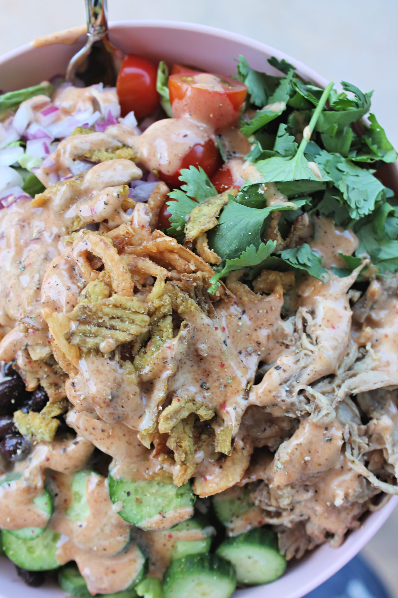 Loaded Chopped BBQ Pulled Pork Salad | Made It. Ate It. Loved It.