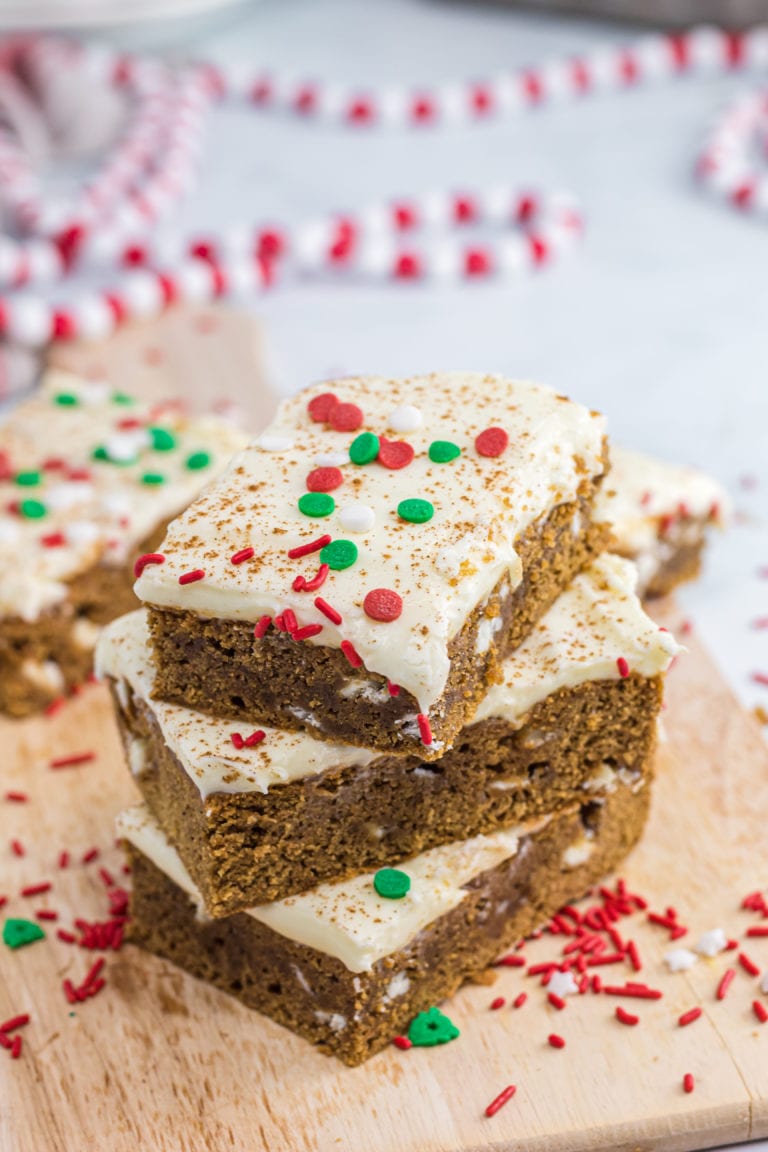 White Chocolate Gingerbread Bars with Cream Cheese Frosting