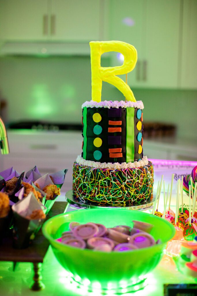Glow Party Cake Topper, Colorful Neon Birthday Cake, Personalized Birthday  Cake, UV Reflective Decoration, Fluorescent Black Light Decor - Etsy