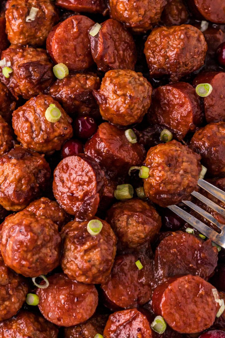 Crockpot Cranberry Chipotle Meatball and Smoked Sausage